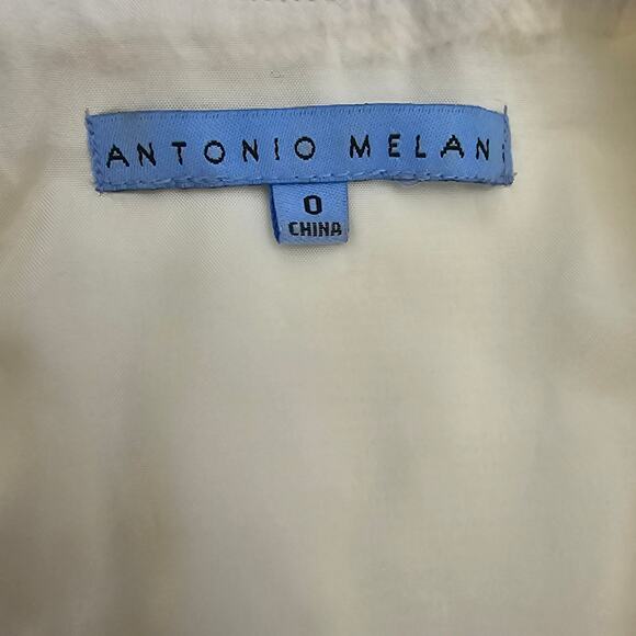 Antonio Melani Womans size 0 A-Line Textured Stretch Cotton Midi Dress Ivory Tan - Picture 6 of 8